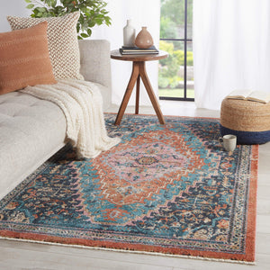 Jaipur Living Vibe by Jaipur Living Myriad Distressed Medallion Plush Bohemian Area Rug Blue 7'10"X11'1" RUG148534