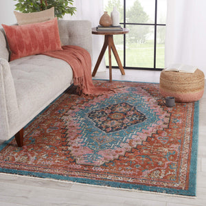 Jaipur Living Vibe by Jaipur Living Myriad Distressed Medallion Plush Bohemian Area Rug Rust 7'10"X11'1" RUG148564
