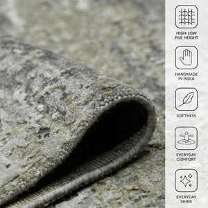 Amer Rugs Mystique Hand-knotted Abstract Wool And Silk Area Rug - A Luxurious, Durable Statement Piece For Any Room Stone Blue Wool, Silk Mys120203