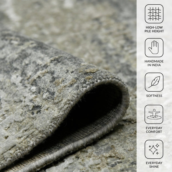 Amer Rugs Mystique Hand-knotted Abstract Wool And Silk Area Rug - A Luxurious, Durable Statement Piece For Any Room Stone Blue Wool, Silk Mys120203