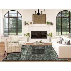 Mystique Hand-knotted Wool Silk Abstract Area Rug Modern Gray Artisan Accent