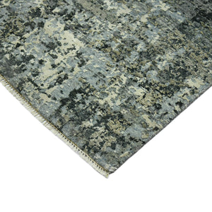 Mystique Hand-knotted Wool Silk Abstract Area Rug Modern Gray Artisan Accent