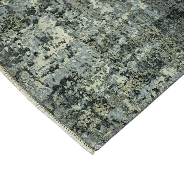 Mystique Hand-knotted Wool Silk Abstract Area Rug Modern Gray Artisan Accent