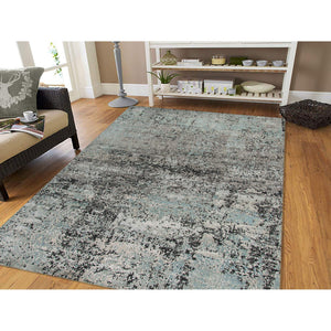 Mystique Hand-knotted Wool Silk Abstract Area Rug with Sculpted Pile for Modern Living Spaces