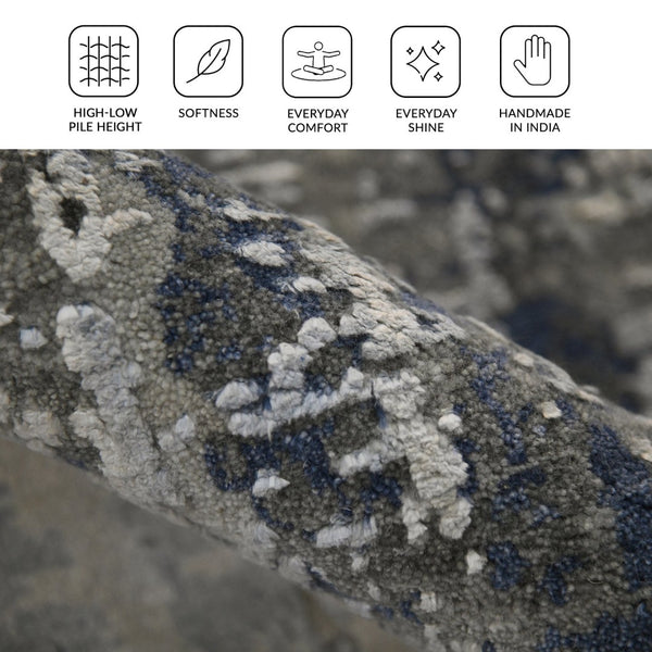 Amer Rugs Mystique Hand-knotted Abstract Wool And Silk Area Rug - A Luxurious, Durable Statement Piece For Any Room Blue Wool, Silk Mys480203