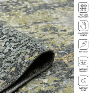 Amer Rugs Mystique Hand-knotted Abstract Wool And Silk Area Rug - A Luxurious, Durable Statement Piece For Any Room Steel Gray Wool, Silk Mys80203