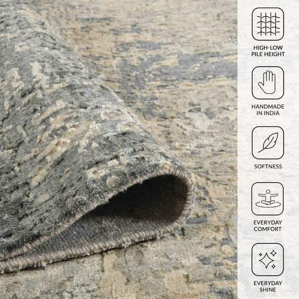 Amer Rugs Mystique Hand-knotted Abstract Wool And Silk Area Rug - A Luxurious, Durable Statement Piece For Any Room Dark Gray Wool, Silk Mys910203