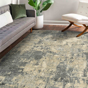 AMER Rugs Mystique  MYS-91 Hand-Knotted Handmade Raw Handspun New Zealand Wool Modern & Contemporary Abstract Rug Dark Gray 13' x 18'