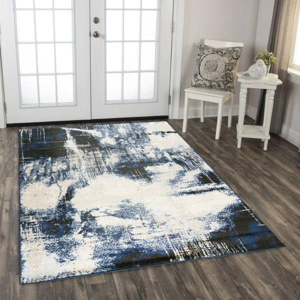Alora Decor Mystic Durable Blue Area Rug, Power-Loomed Polypropylene With Low-Profile Pile For High-Traffic Style 5'2" x 7'3" MYTMYT10000096287