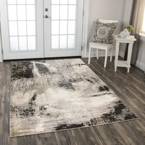 Alora Decor Mystic Gray Rectangle Rug — Contemporary Power-Loomed Polypropylene, Stain-Resistant Durable Style 5'2" x 7'3" MYTMYT10100336287