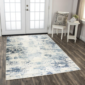 Alora Decor Mystic Durable Power‑Loom Rug In Soft Blue And Ivory — Low‑Pile, Stain‑Resistant Polypropylene With Jute Backing 5'2" x 7'3" MYTMYT10200376287