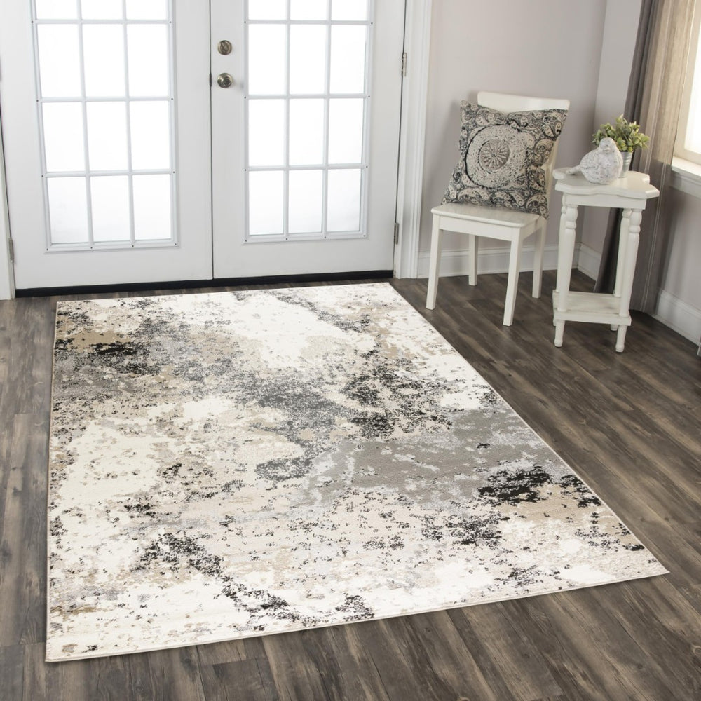 Alora Decor Mystic Abstract Beige Marble Rug — Durable Power-Loomed Polypropylene, Low-Pile, Easy-Care Elegance 8' x 9'6" MYTMYT10500040896