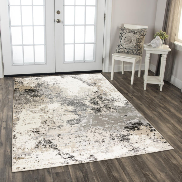 Alora Decor Mystic Abstract Beige Marble Rug — Durable Power-Loomed Polypropylene, Low-Pile, Easy-Care Elegance 8' x 9'6" MYTMYT10500040896