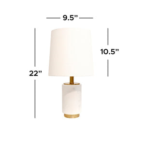 Pasargad Home Leon Marble Table Lamp In White And Gold - Stylish H22" Contemporary Lighting Decor White Marble Pmt-29135