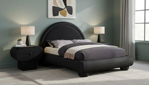 Meridian Furniture Madrid Art Deco Arched Full Bed Plush Velvet Upholstered Sculptural Headboard for Bedroom Black MadridBlack-F