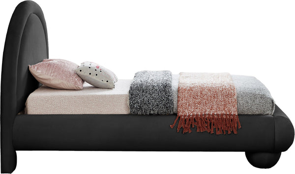 Meridian Furniture Madrid Art Deco Arched Twin Bed Plush Velvet Upholstered Sculptural Frame for Stylish Bedrooms Black MadridBlack-T