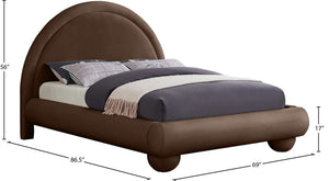 Meridian Furniture Madrid Art Deco Arched Full Bed Plush Velvet Upholstered Sculptural Headboard for Bedroom Brown MadridBrown-F