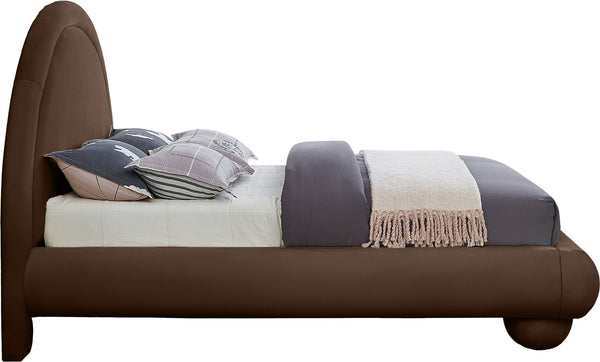 Meridian Furniture Madrid Art Deco Arched Velvet King Bed Sculptural Headboard Eucalyptus Wood Elegant Bedroom Brown MadridBrown-K