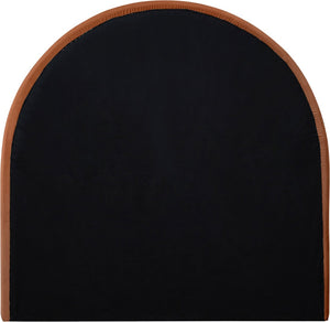 Meridian Furniture Madrid Art Deco Arched Twin Bed Plush Velvet Upholstered Sculptural Frame for Stylish Bedrooms Cognac MadridCognac-T