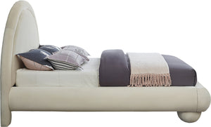 Meridian Furniture Madrid Art Deco Arched Velvet King Bed Sculptural Headboard Eucalyptus Wood Elegant Bedroom Cream MadridCream-K