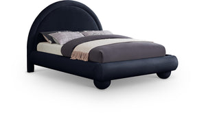 Meridian Furniture Madrid Art Deco Arched Full Bed Plush Velvet Upholstered Sculptural Headboard for Bedroom Navy MadridNavy-F