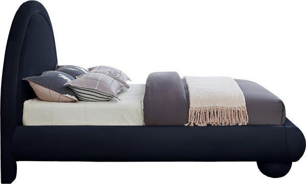 Meridian Furniture Madrid Art Deco Arched Full Bed Plush Velvet Upholstered Sculptural Headboard for Bedroom Navy MadridNavy-F