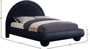 Meridian Furniture Madrid Art Deco Arched Velvet King Bed Sculptural Headboard Eucalyptus Wood Elegant Bedroom Navy MadridNavy-K