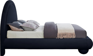 Meridian Furniture Madrid Art Deco Arched Velvet King Bed Sculptural Headboard Eucalyptus Wood Elegant Bedroom Navy MadridNavy-K