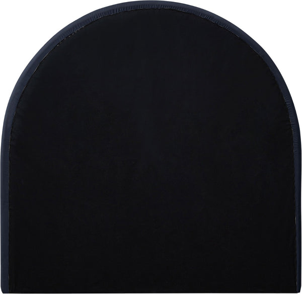Meridian Furniture Madrid Art Deco Arched Twin Bed Plush Velvet Upholstered Sculptural Frame for Stylish Bedrooms Navy MadridNavy-T