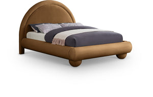 Meridian Furniture Madrid Art Deco Arched Full Bed Plush Velvet Upholstered Sculptural Headboard for Bedroom Saddle MadridSaddle-F