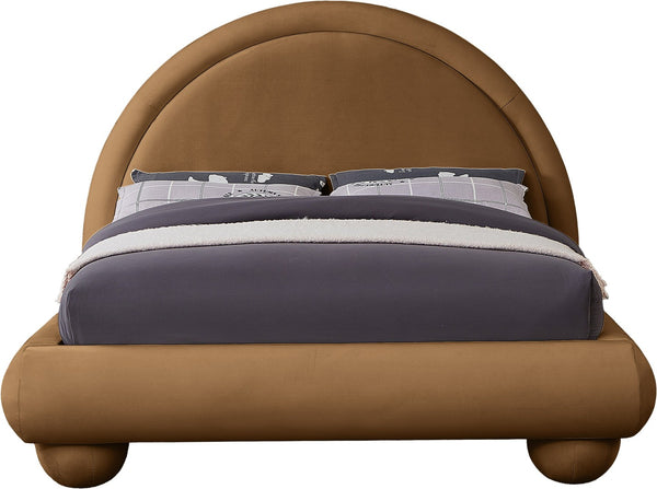 Meridian Furniture Madrid Art Deco Arched Full Bed Plush Velvet Upholstered Sculptural Headboard for Bedroom Saddle MadridSaddle-F