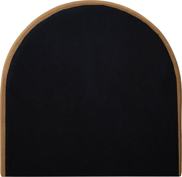 Meridian Furniture Madrid Art Deco Arched Twin Bed Plush Velvet Upholstered Sculptural Frame for Stylish Bedrooms Saddle MadridSaddle-T