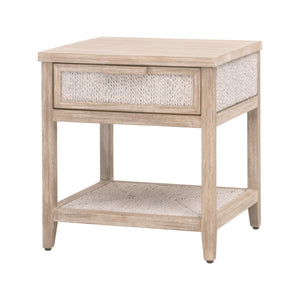 Essentials for Living Malay 1-Drawer Nightstand White Wash Abaca Rope, Natural Gray Mahogany