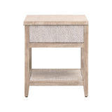 Essentials for Living Malay 1-Drawer Nightstand White Wash Abaca Rope, Natural Gray Mahogany