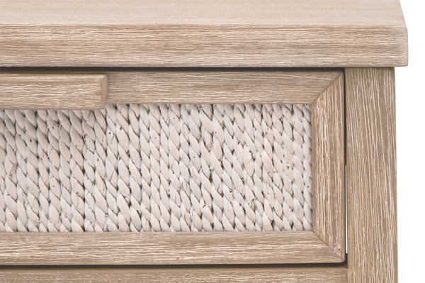 Essentials for Living Malay 1-Drawer Nightstand White Wash Abaca Rope, Natural Gray Mahogany