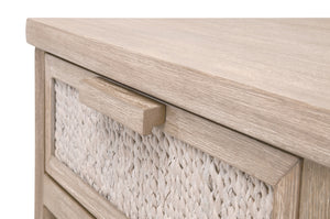Essentials for Living Malay 1-Drawer Nightstand White Wash Abaca Rope, Natural Gray Mahogany