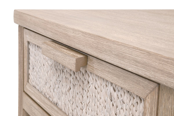 Essentials for Living Malay 1-Drawer Nightstand White Wash Abaca Rope, Natural Gray Mahogany