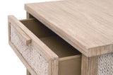 Essentials for Living Malay 1-Drawer Nightstand White Wash Abaca Rope, Natural Gray Mahogany