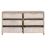 Essentials for Living Malay 6-Drawer Double Dresser White Wash Abaca Rope, Natural Gray Mahogany
