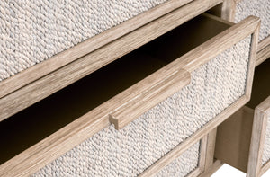 Essentials for Living Malay 6-Drawer Double Dresser White Wash Abaca Rope, Natural Gray Mahogany