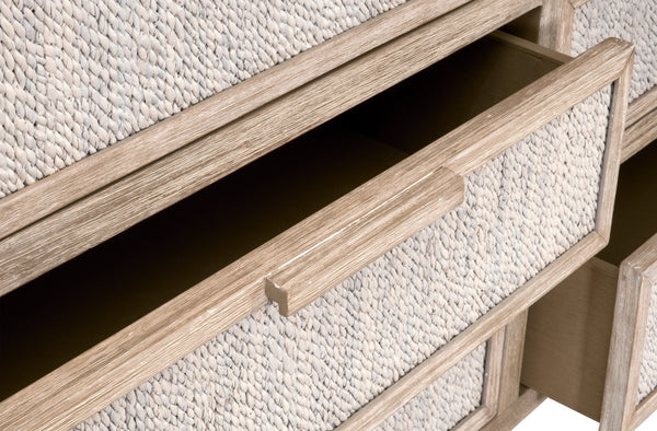 Essentials for Living Malay 6-Drawer Double Dresser White Wash Abaca Rope, Natural Gray Mahogany