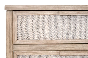 Essentials for Living Malay 6-Drawer Double Dresser White Wash Abaca Rope, Natural Gray Mahogany