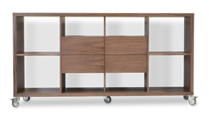 Soho Concept Smile Pouf 17.7" With Malta Bookcase – Elegant Walnut Veneer & White Lacquer, Assembled Storage Solution Walnut  Soho-concept-dining-chair-14005