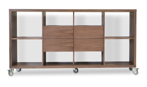 Soho Concept Smile Pouf 17.7" With Malta Bookcase – Elegant Walnut Veneer & White Lacquer, Assembled Storage Solution Walnut  Soho-concept-dining-chair-14005