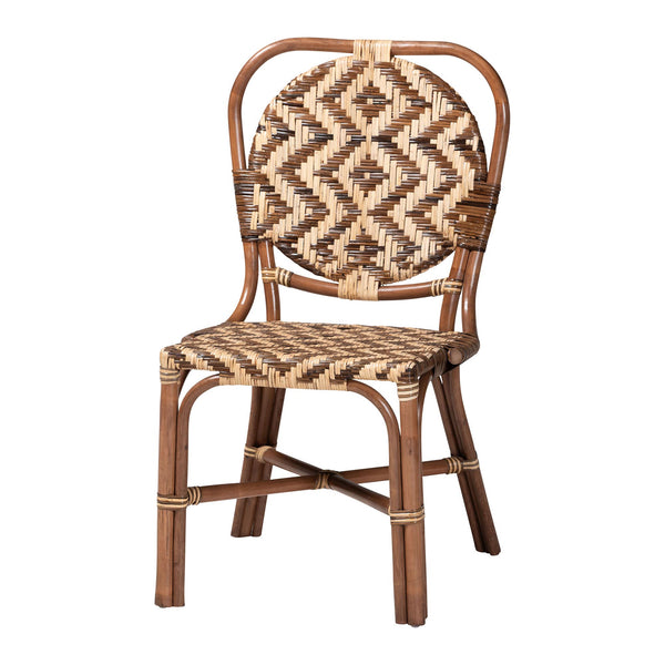 Baxton Studio Bali & Pari Mariano Handwoven Rattan Bistro Dining Chair for Coastal Boho Interiors Mariano-Light Brown Rattan-DC