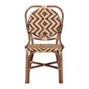 Bali & Pari Mariano Handwoven Rattan Bistro Dining Chair for Coastal Boho Interiors