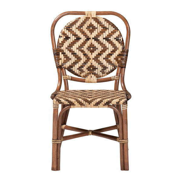 Bali & Pari Mariano Handwoven Rattan Bistro Dining Chair for Coastal Boho Interiors