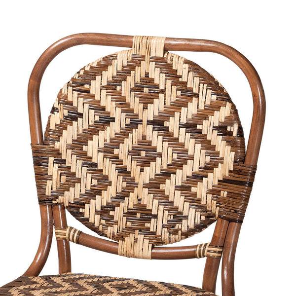 Bali & Pari Mariano Handwoven Rattan Bistro Dining Chair for Coastal Boho Interiors