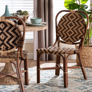 Bali & Pari Mariano Handwoven Rattan Bistro Dining Chair for Coastal Boho Interiors