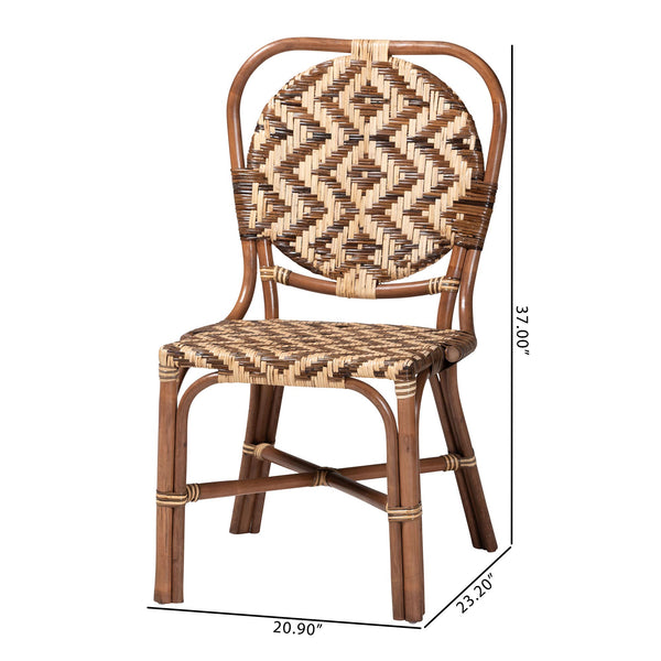 Bali & Pari Mariano Handwoven Rattan Bistro Dining Chair for Coastal Boho Interiors
